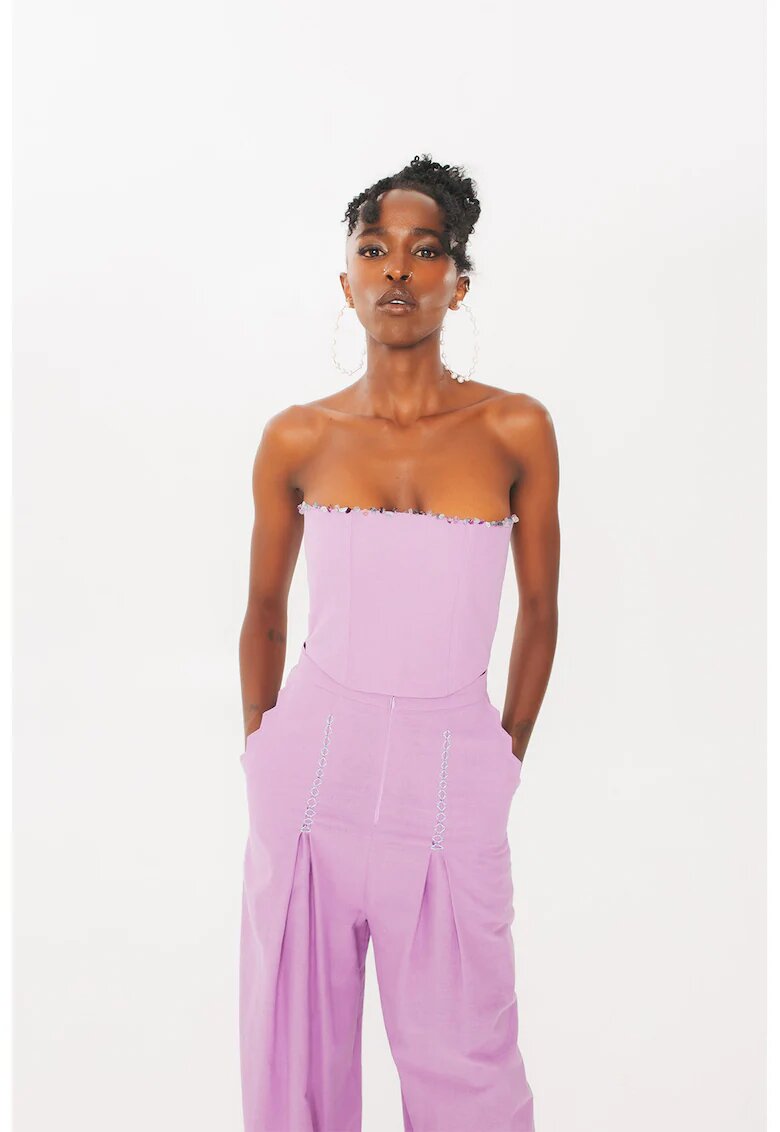 UVIA Top crop de in fara bretele - Lila