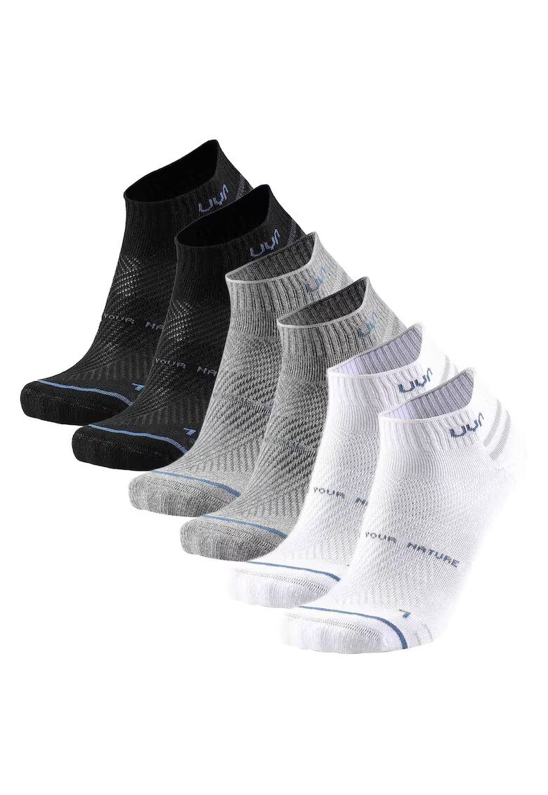 UYN Set de sosete scurte unisex - 6 perechi - Alb/Negru/Gri