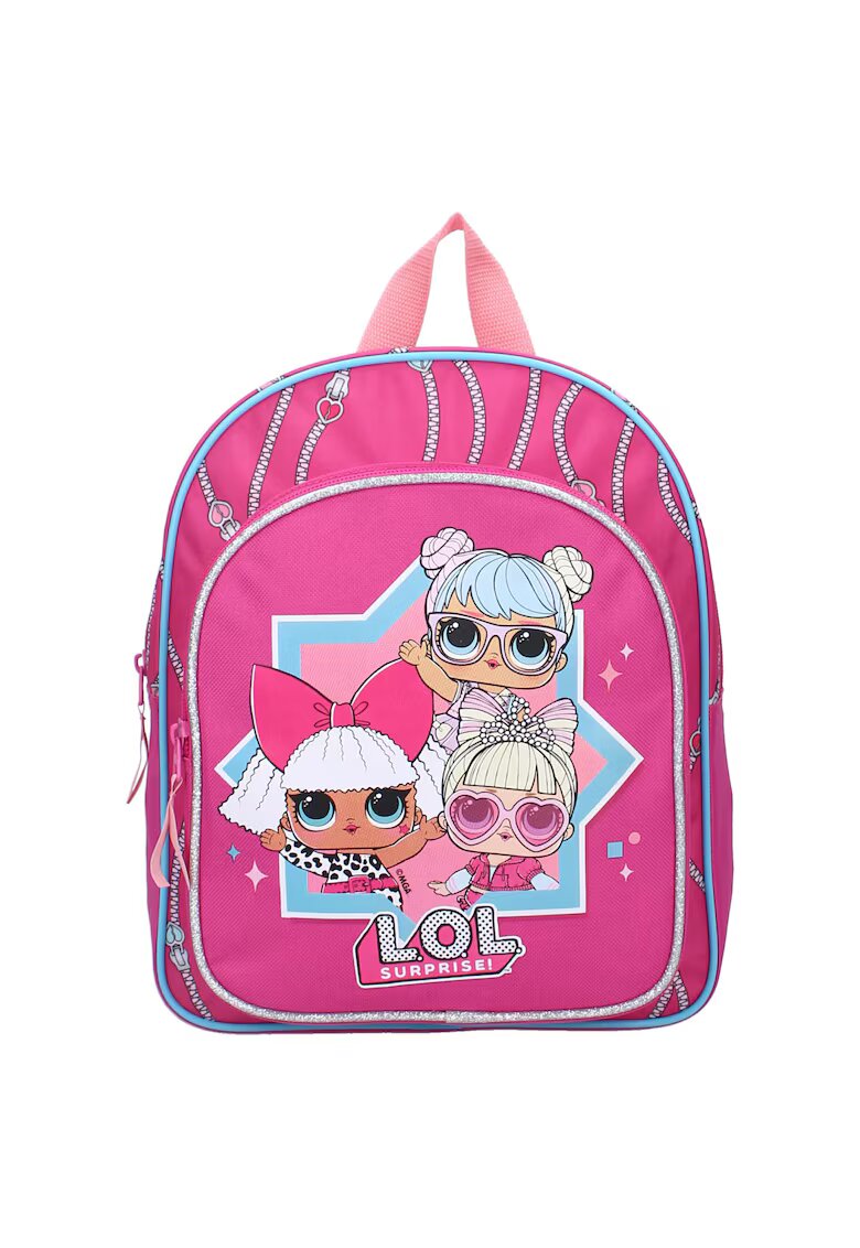 Vadobag Rucsac cu imprimeu si buzunar cu fermoar - Fucsia