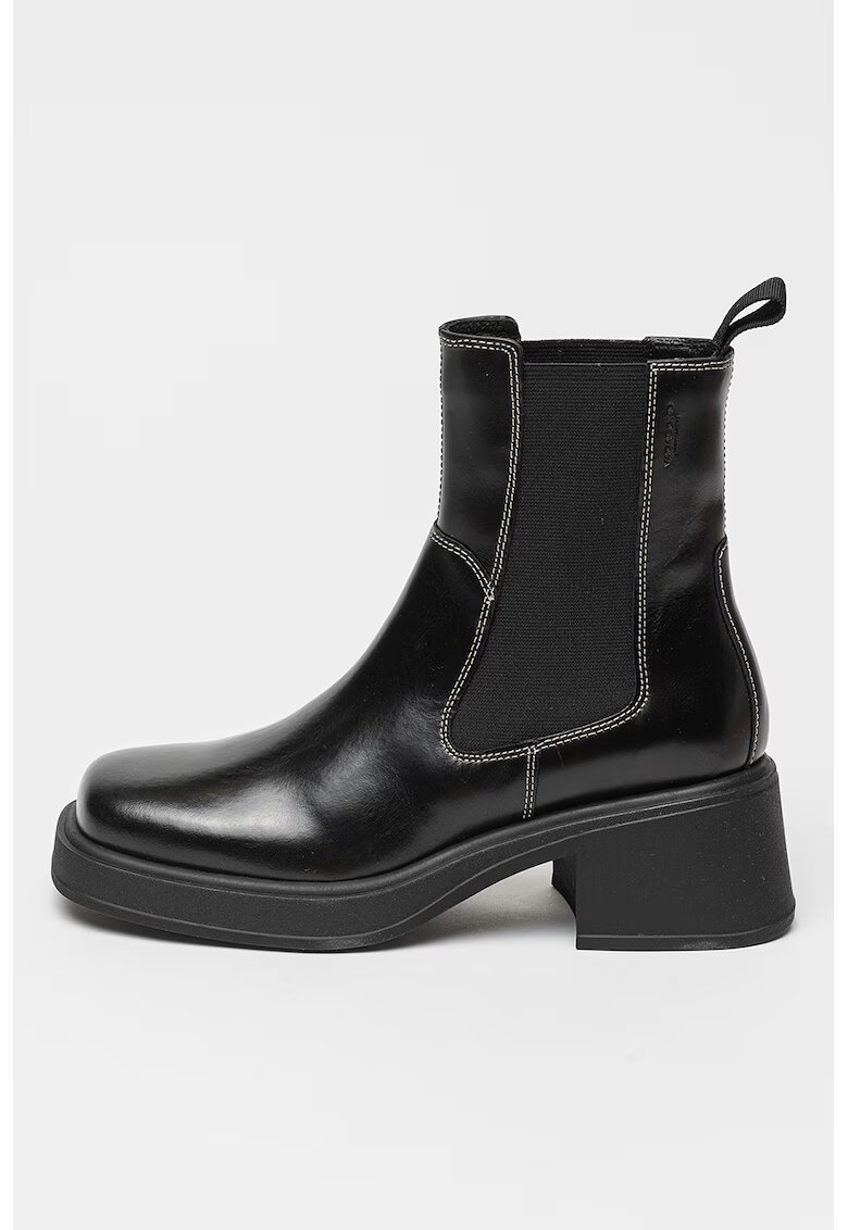 Vagabond Shoemakers Ghete Chelsea din piele cu toc masiv - Negru stins