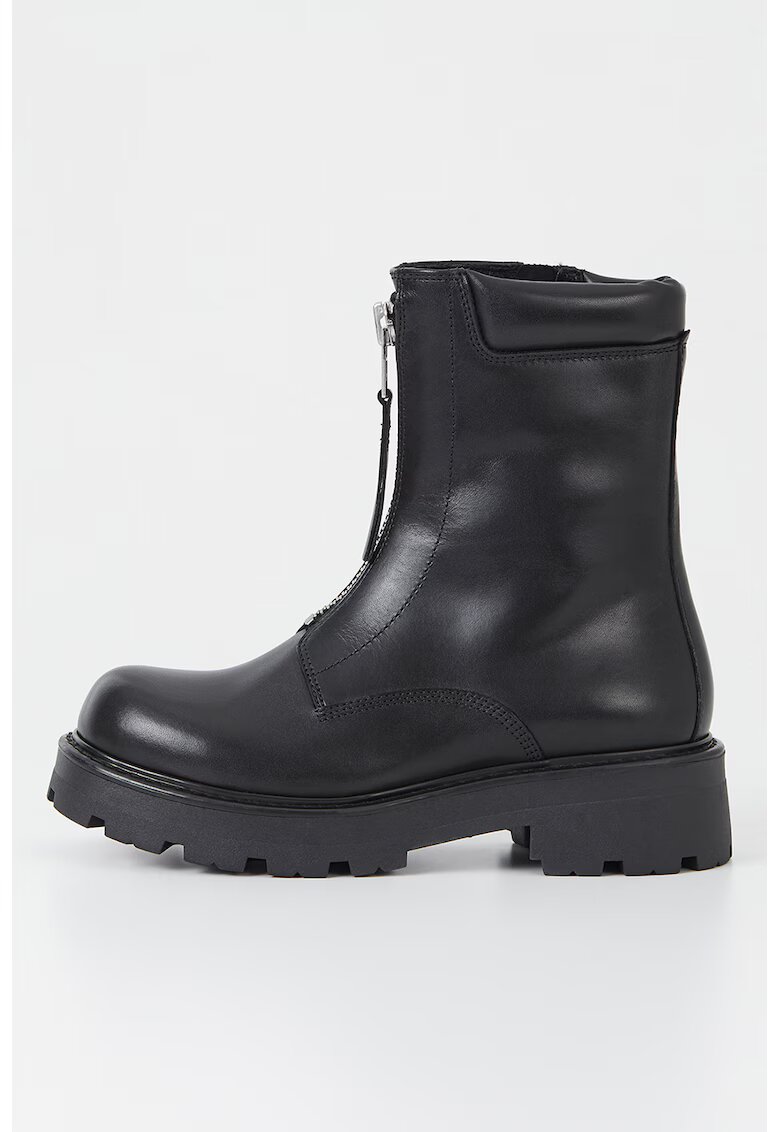 Vagabond Shoemakers Ghete de piele cu aspect masiv si fermoar pe partea din fata - Negru