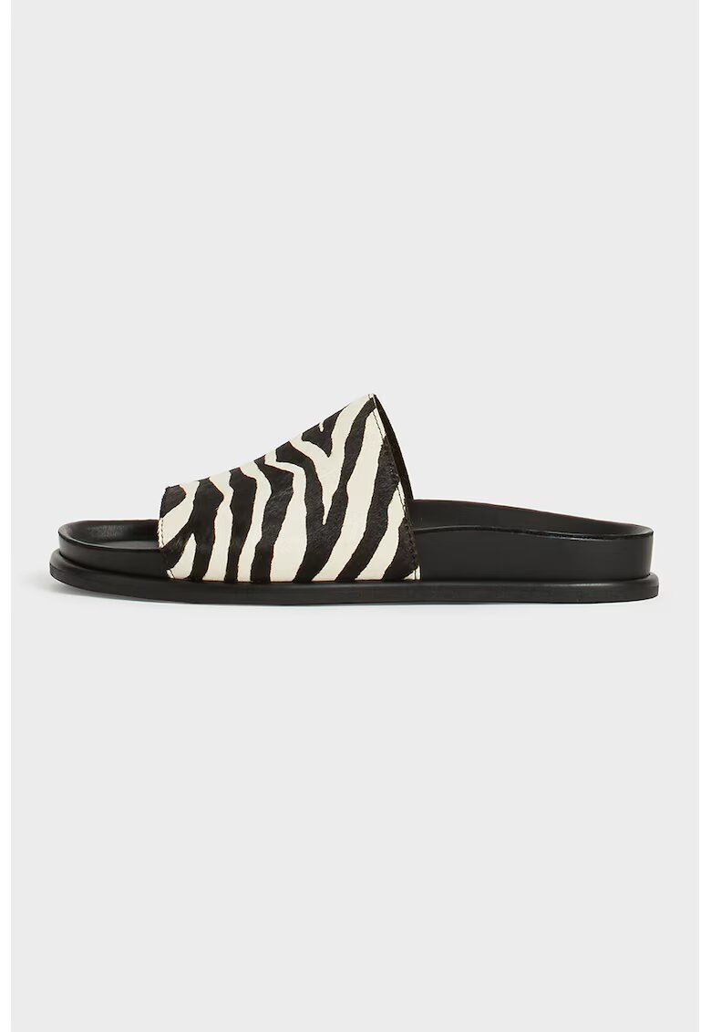 Vagabond Shoemakers Papuci din piele cu animal print - Alb/Negru