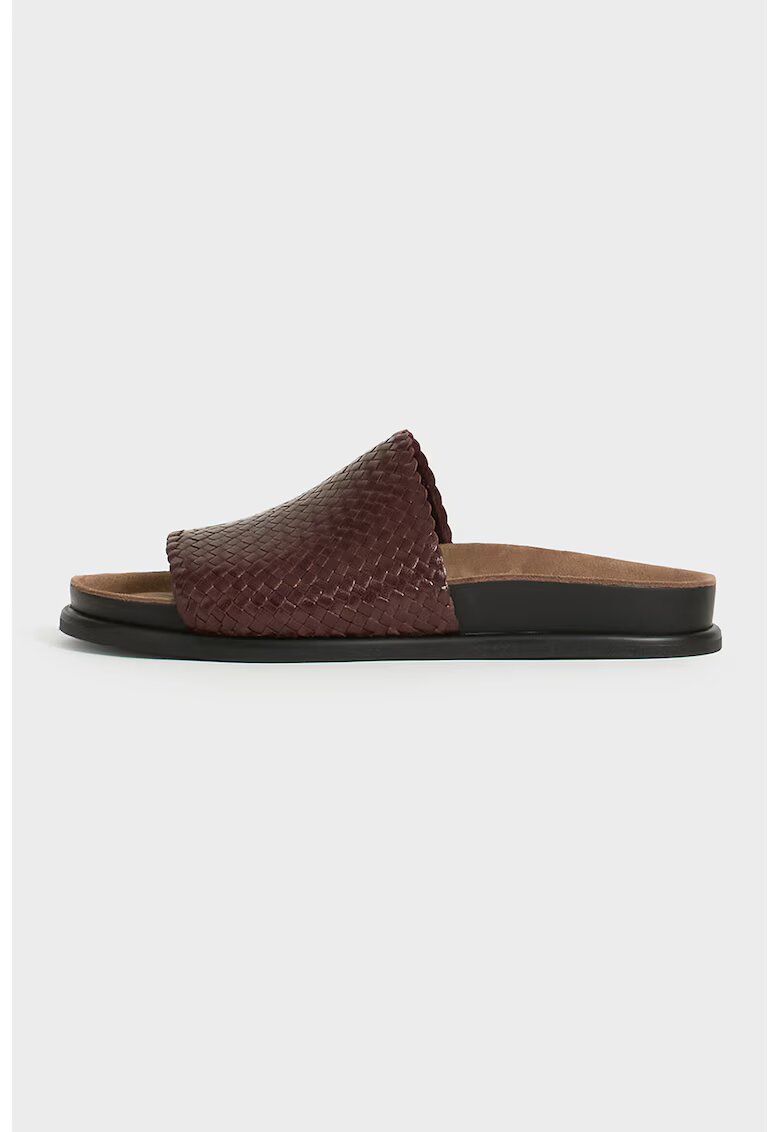 Vagabond Shoemakers Papuci din piele cu aspect impletit - Maro