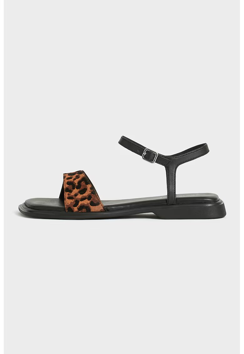 Vagabond Shoemakers Sandale din piele cu talpa plata si animal print - Maro