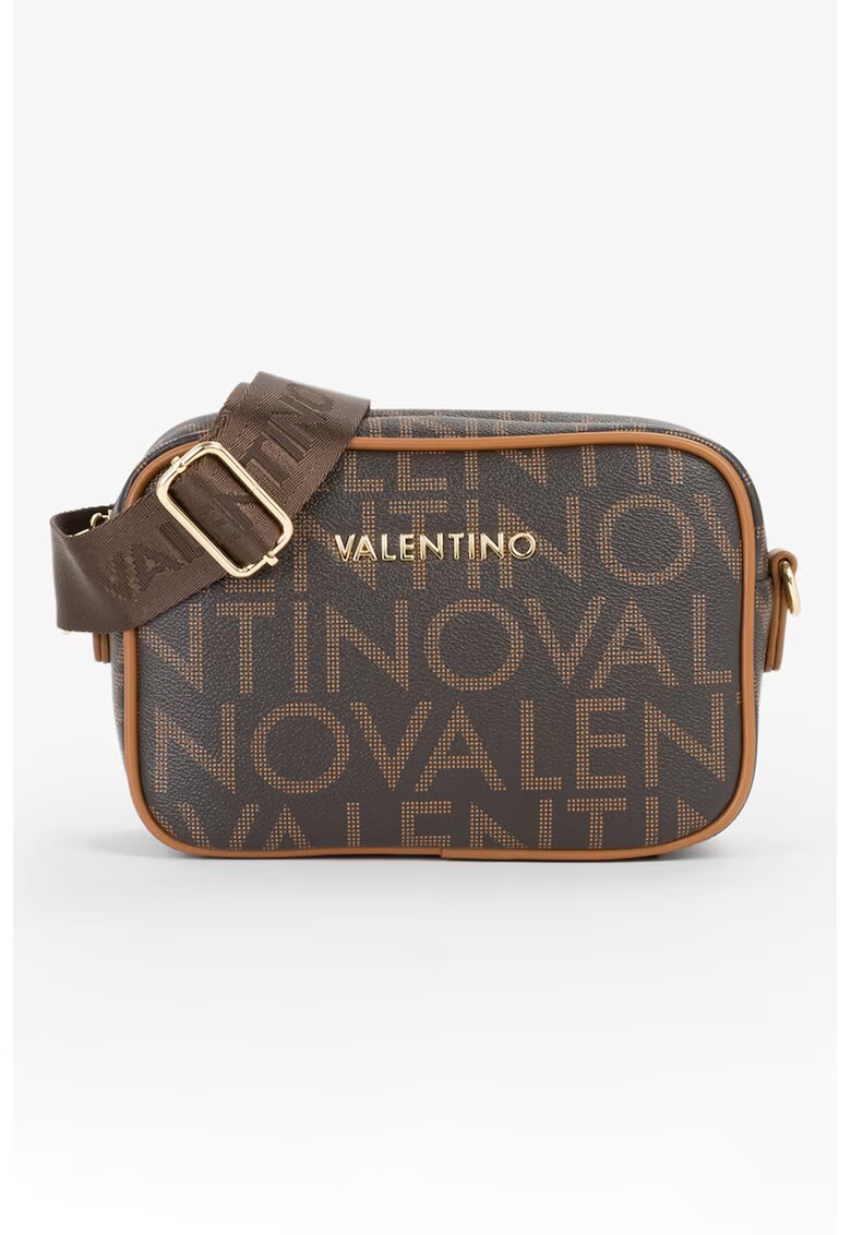 Valentino Bags Geanta crossbody cu imprimeu logo - Maro inchis