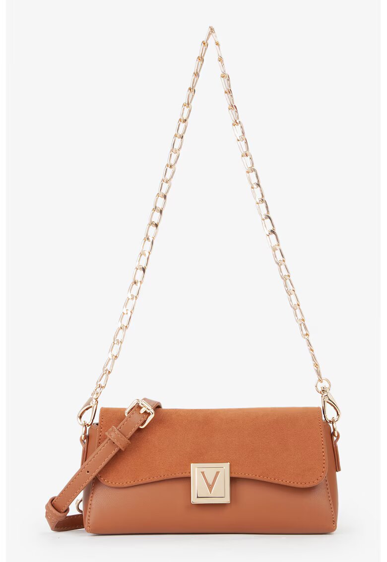 Valentino Bags Geanta crossbody de piele ecologica cu bareta detasabila din lant - Caramel