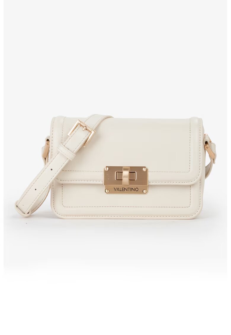 Valentino Bags Geanta crossbody de piele ecologica cu clapa - Alb murdar