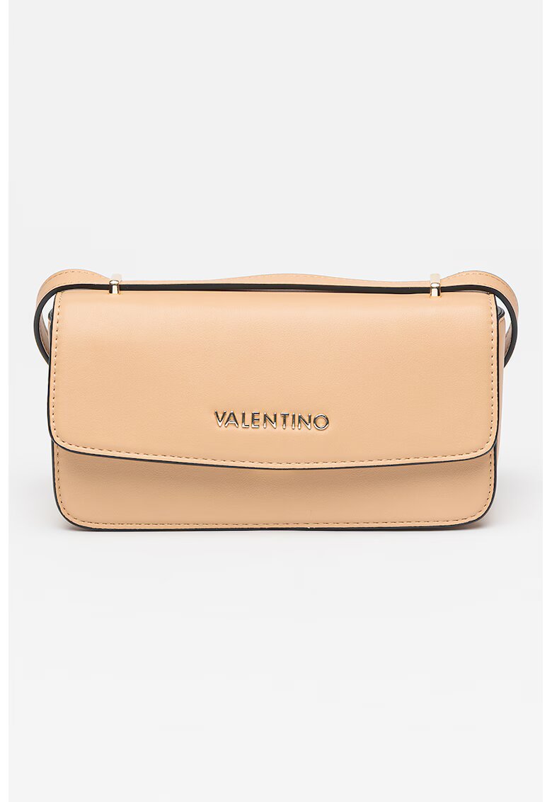 Valentino Bags Geanta crossbody de piele ecologica cu logo metalic - Bej
