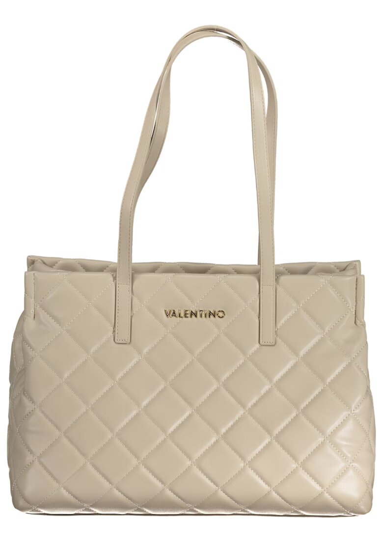 Valentino Bags Geanta dama bej - 2 manere - compartiment principal cu fermoar - detalii contrastante