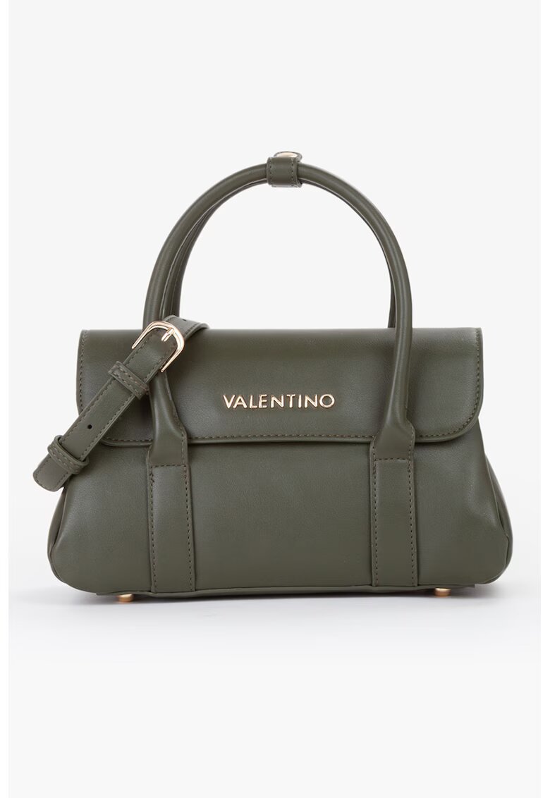 Valentino Bags Geanta de piele ecologica cu bareta de umar si aplicatie logo metalica - Kaki