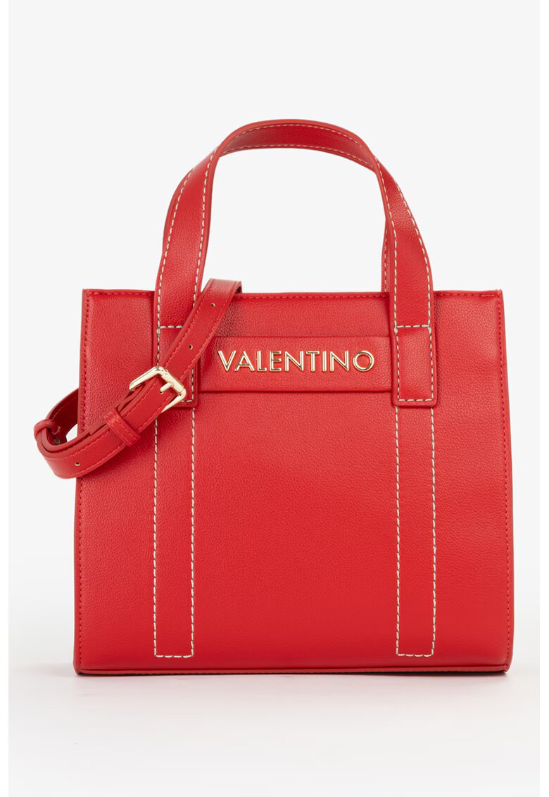 Valentino Bags Geanta de piele ecologica cu bareta de umar si cusaturi contrastante - Rosu