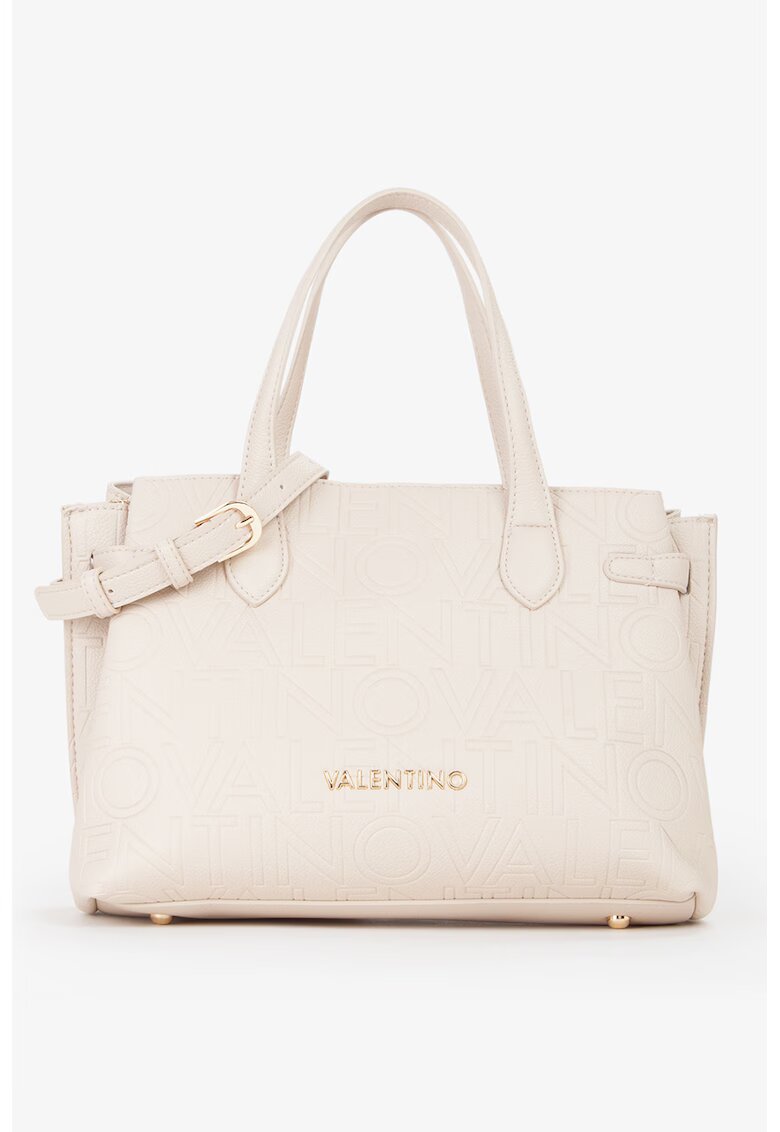 Valentino Bags Geanta din piele ecologica cu bareta de umar cu logo - Alb fildes