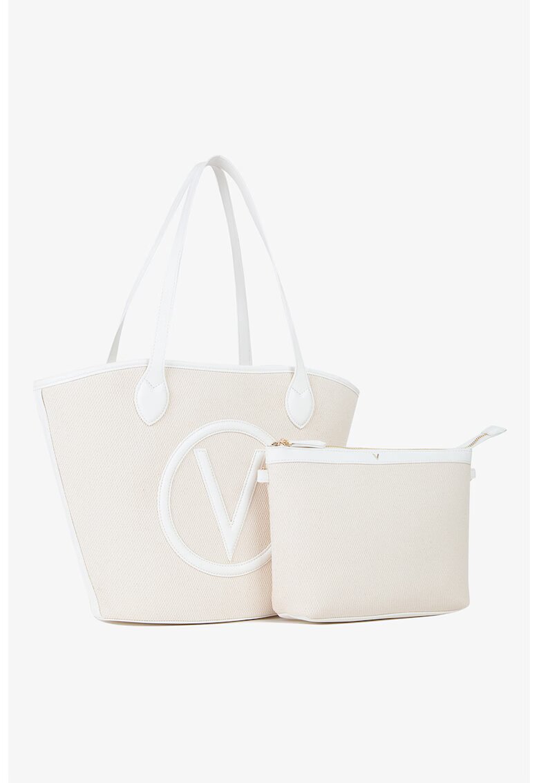 Valentino Bags Geanta shopper din material textil cu etui detasabil Conevnt - Alb fildes