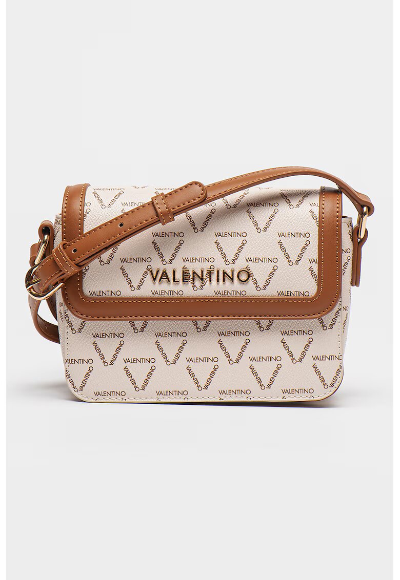 Valentino Bags Geata crossbody de piele ecologica si clapa Lady Re - Maro/Crem