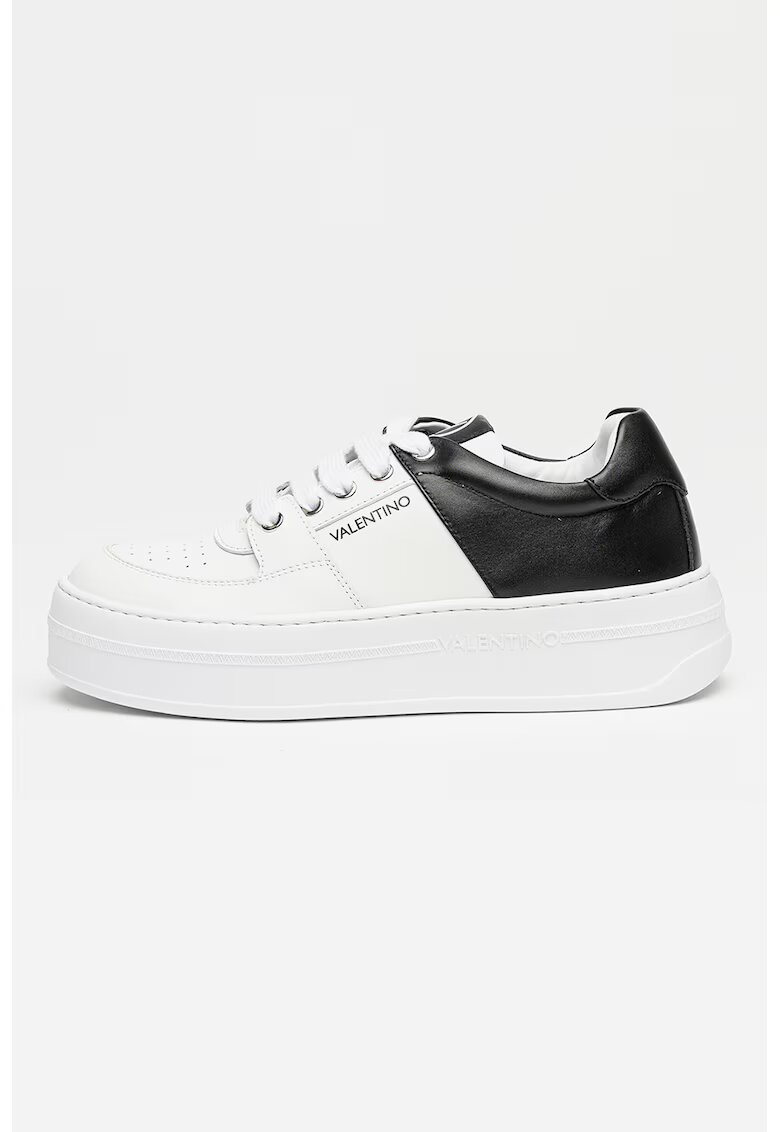 Valentino Pantofi sport de piele cu doua nuante - Alb/Negru