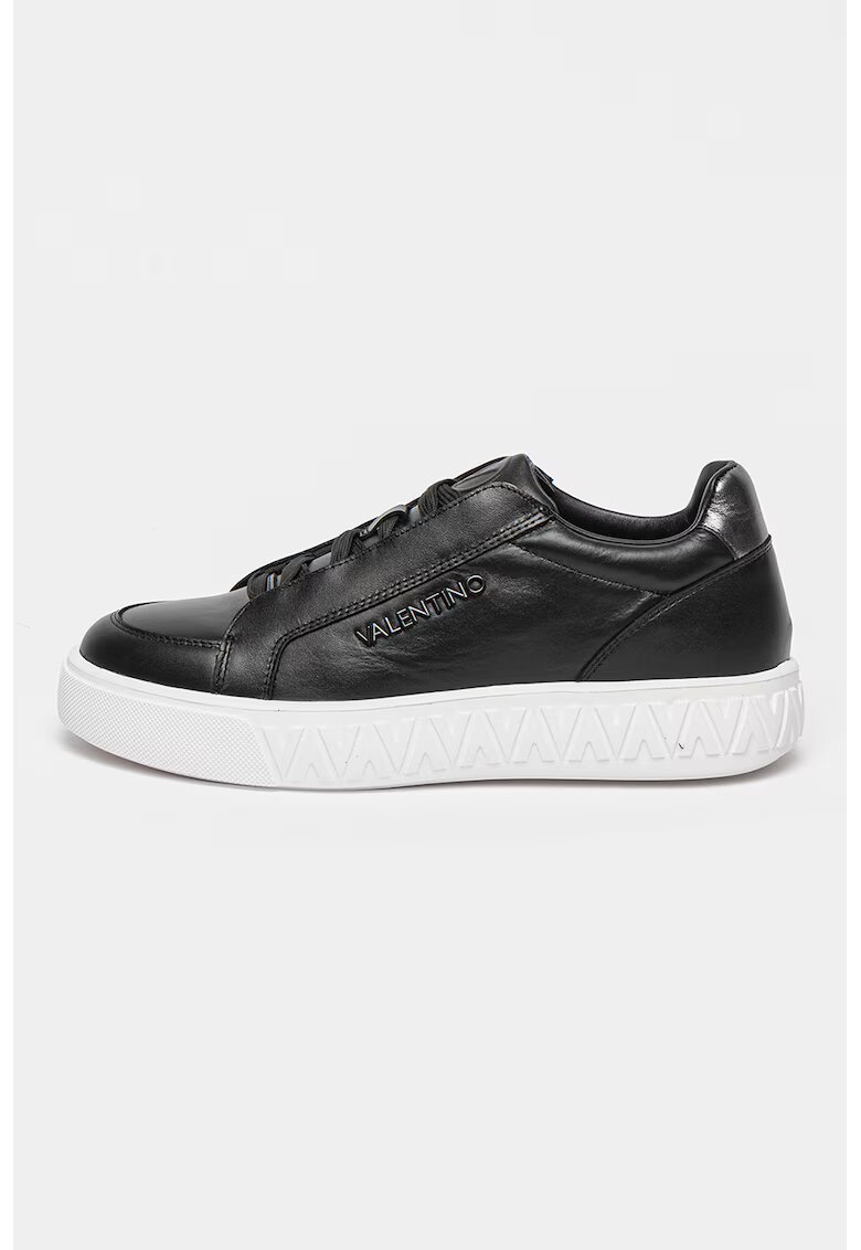 Valentino Pantofi sport low-cut din piele - Alb/Negru