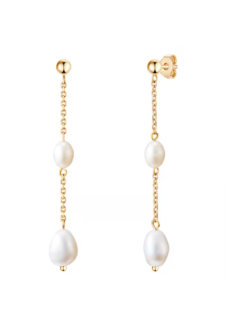 Valero Pearls Cercei drop placati cu aur de 14K - Auriu