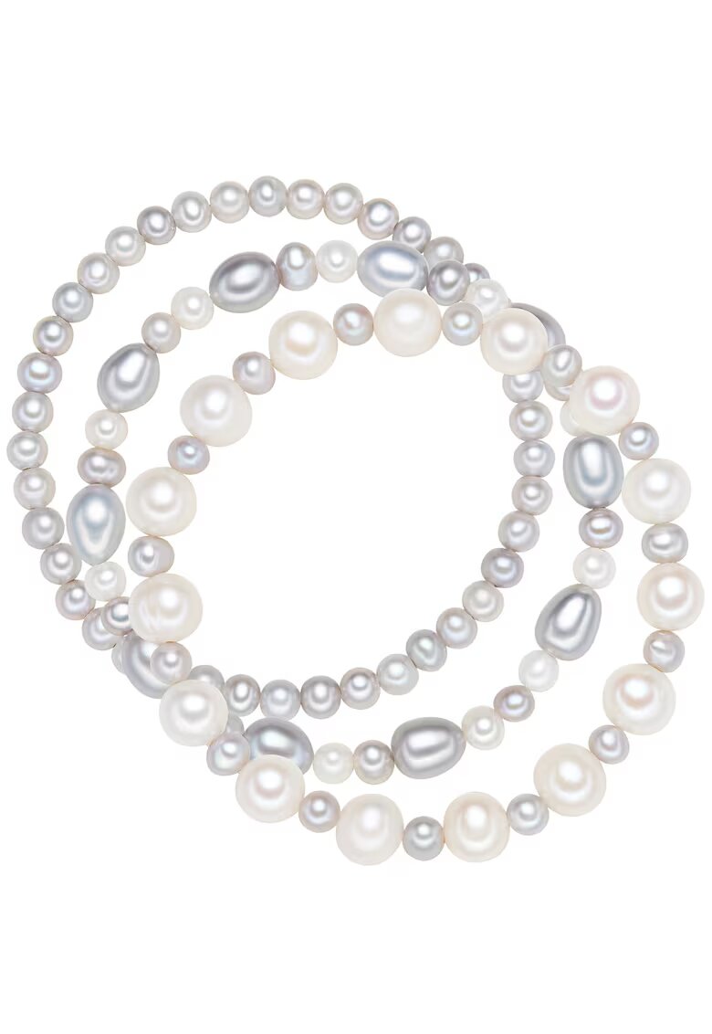 Valero Pearls Set de bratari cu perle de apa dulce - 3 piese - Gri