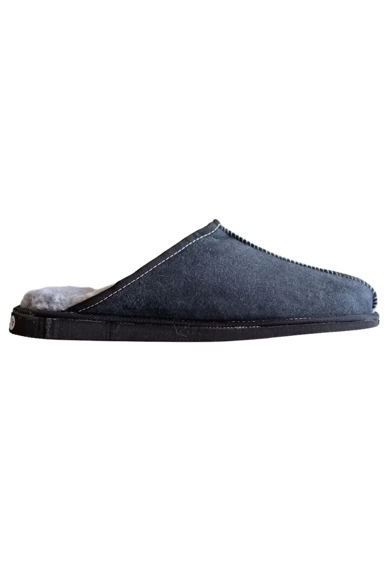 Van Buren Papuci barbati lana naturala - piele - albastru - talpa din cauciuc - set de interior-exterior -