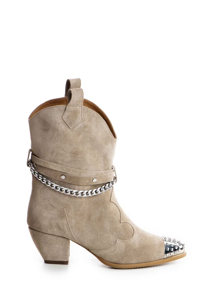 Vanilla Botine cowboy din piele intoarsa - cu tinte Caron