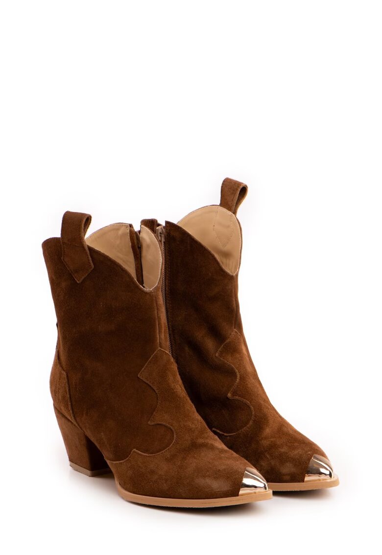 Vanilla Ciocate Amber Brown piele naturala intoarsa cu fermoar lateral