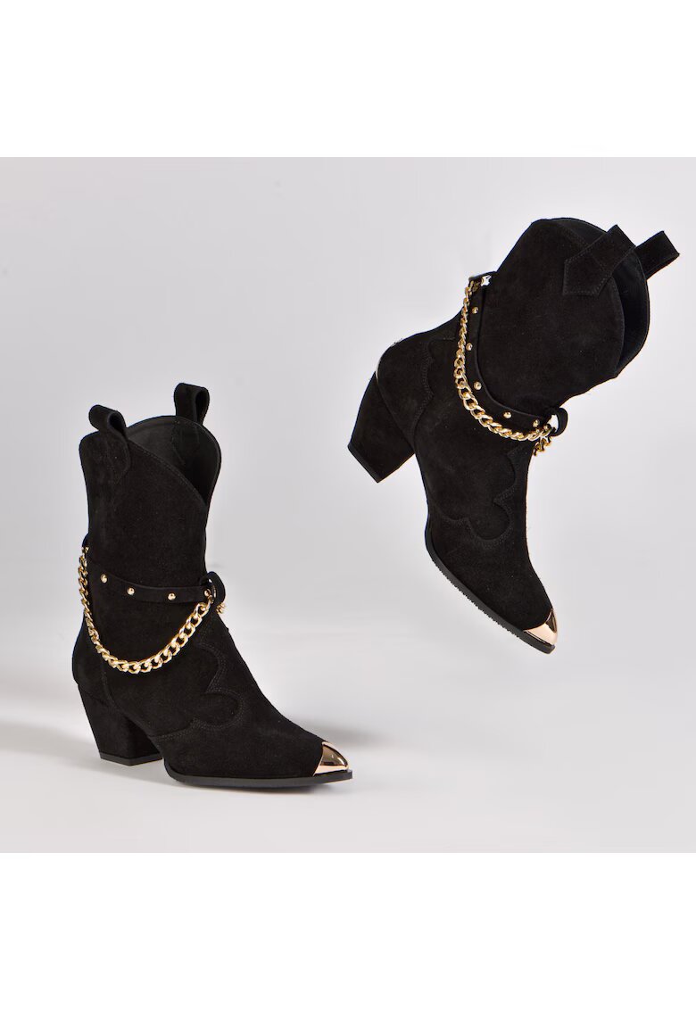 Vanilla Ciocate Bushra Piele Intoarsa Neagra cu Accesorii Aurii