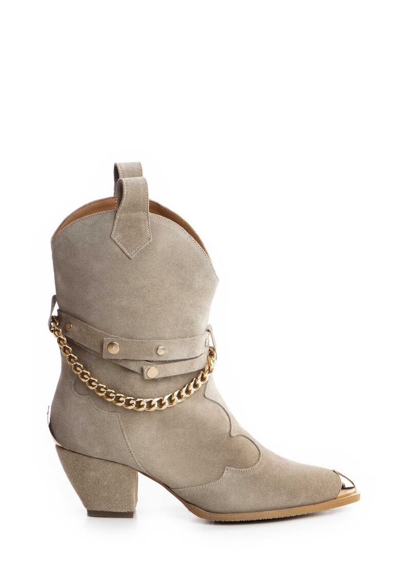Vanilla Ciocate Bushra piele intoarsa nude de dama cu accesorii aurii