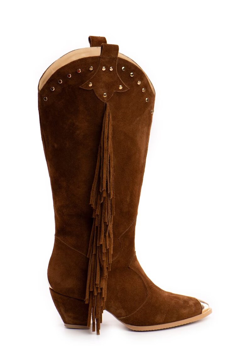 Vanilla Ciocate Calypso piele intoarsa maro cu accesorii aurii
