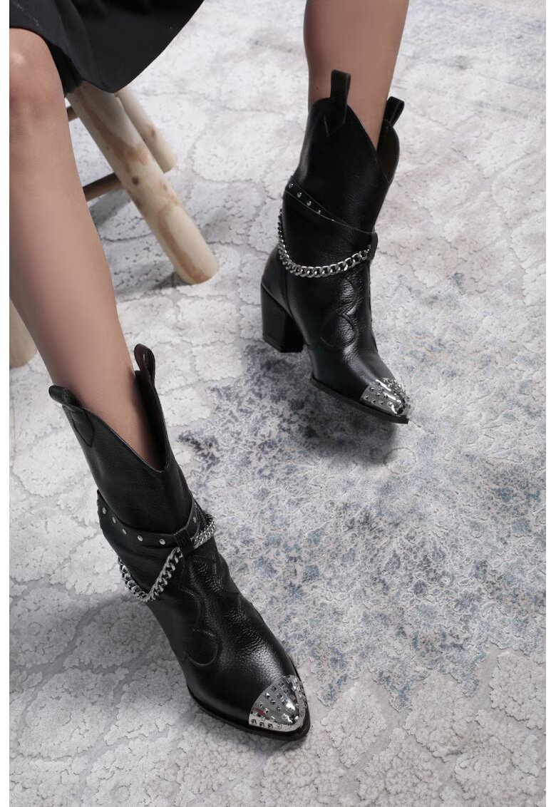 Vanilla Ciocate Caron Piele Bizonata Neagra cu Accesorii Argintii