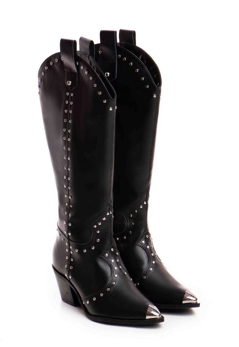 Vanilla Ciocate Empire Piele Neteda Neagra cu Accesorii Argintii