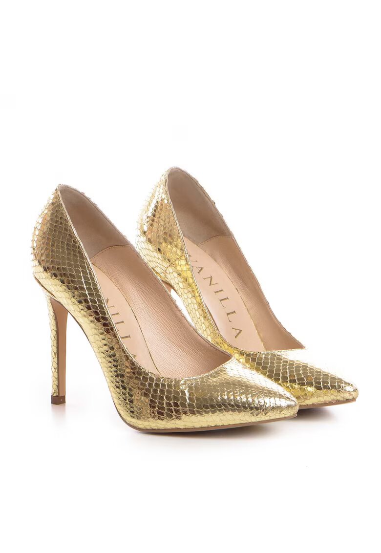 Vanilla Pantofi Stiletto cu toc Corina imprimeu sarpe - aurii