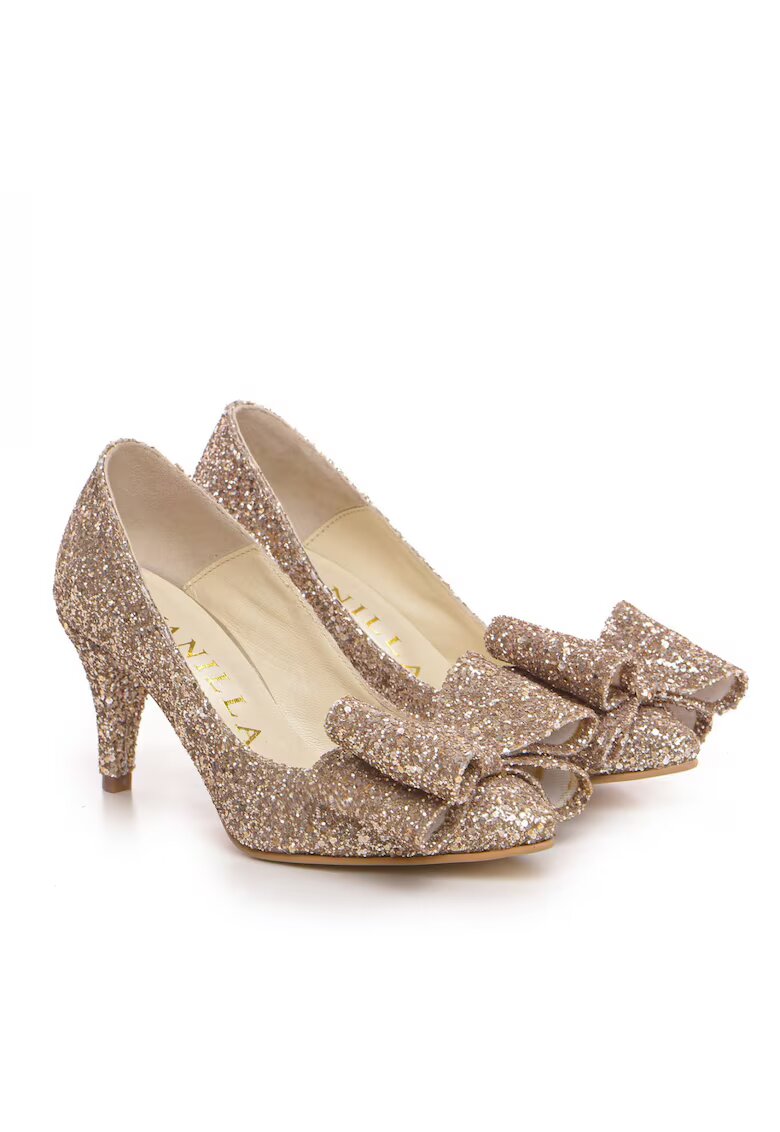 Vanilla Pantofi Stiletto cu toc mic - sclipici auriu