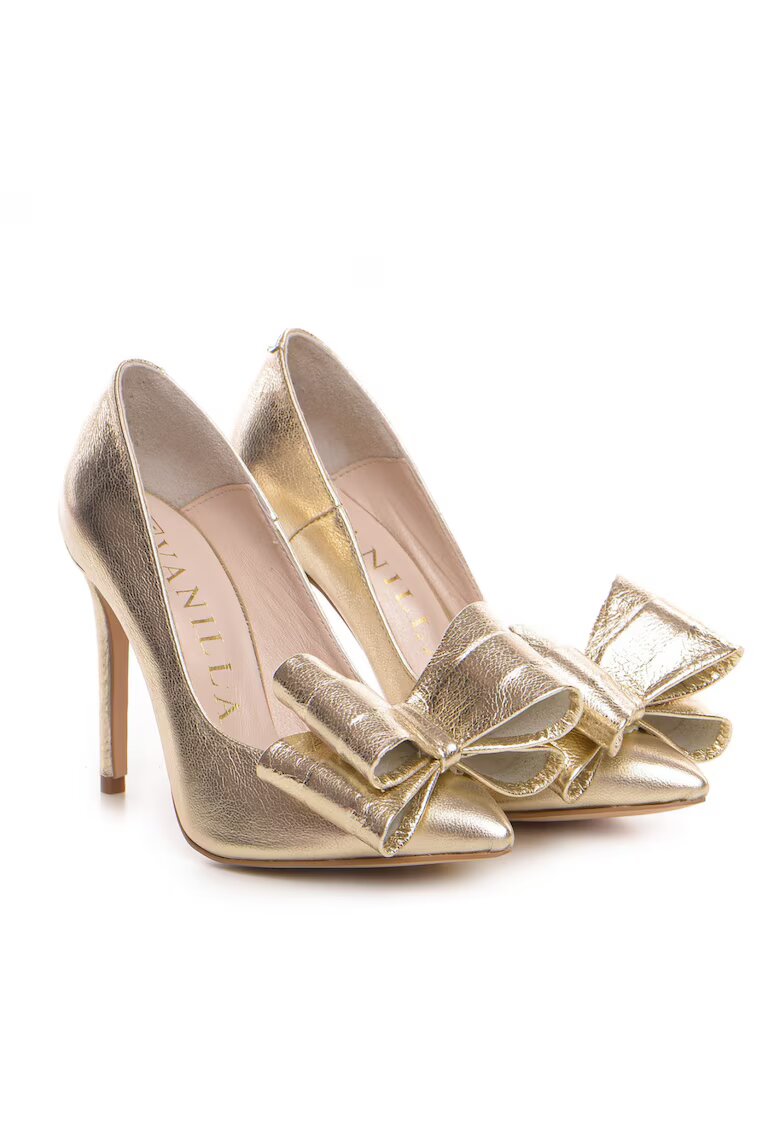 Vanilla Pantofi Stiletto cu toc subtire - piele naturala - aurii