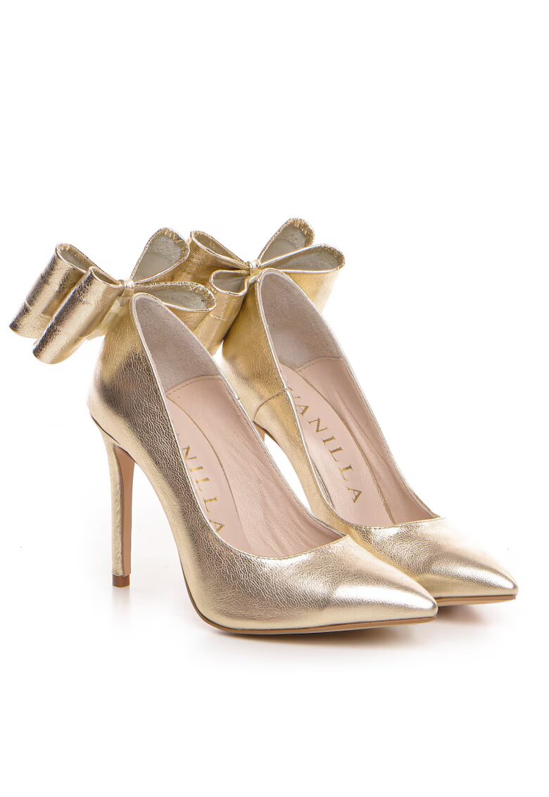 Vanilla Pantofi Stiletto cu toc subtire - piele naturala -aurii - Auriu