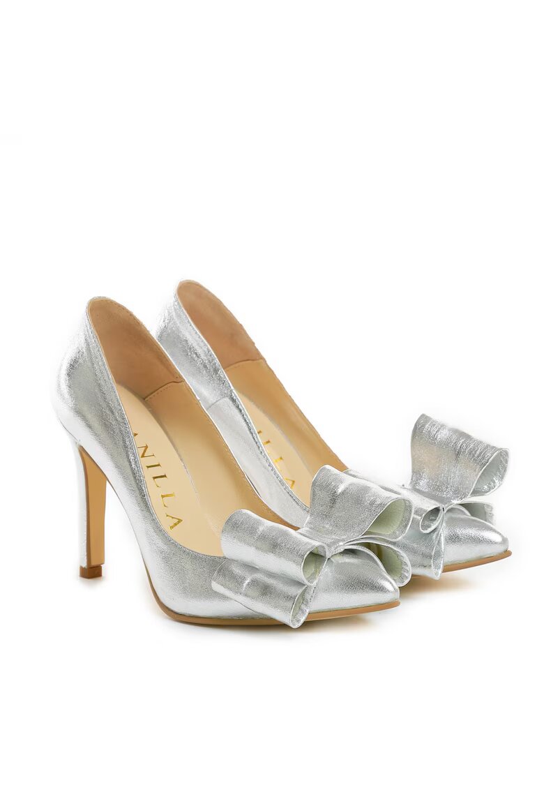 Vanilla Pantofi Stiletto cu toc subtire Sophie - piele naturala - argintii