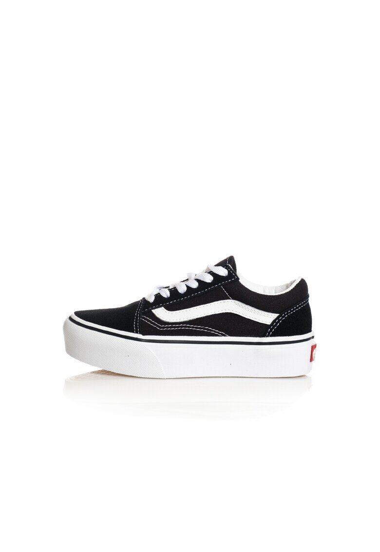 Vans Tenesi pentru copii - Old Skool - Platform - Piele intoarsa/ Cauciuc - Alb/ Negru