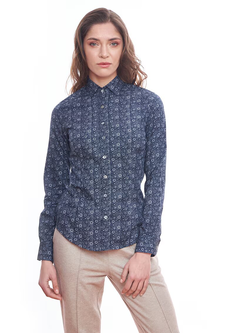 Vegea Camasa slim fit cu imprimeu grafic - Alb/Albastru inchis