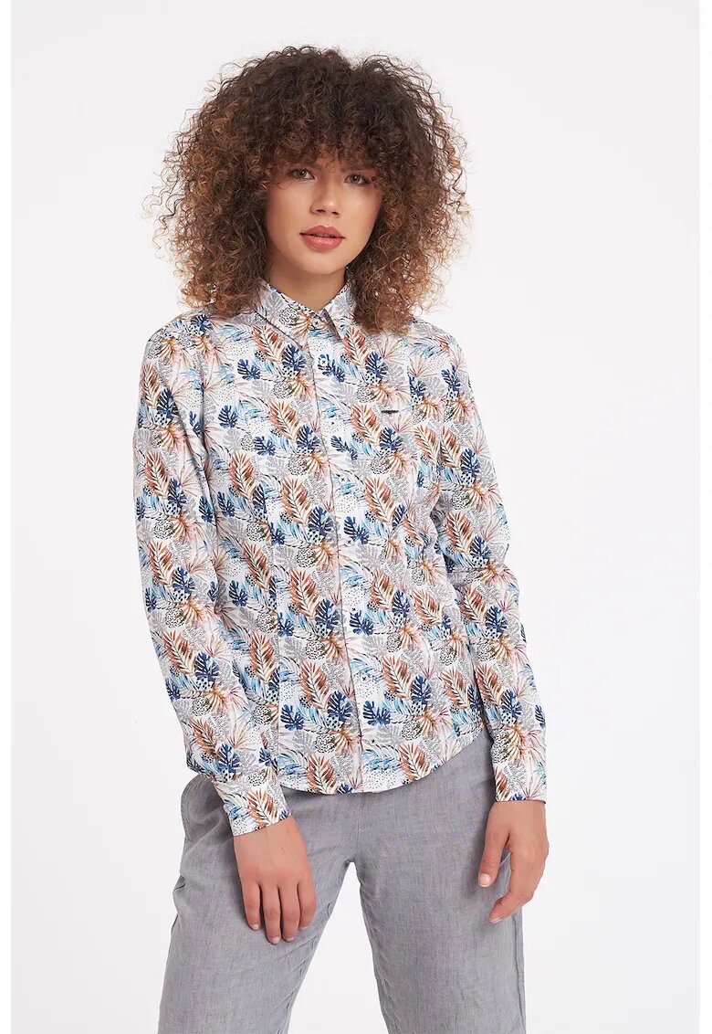 Vegea Camasa slim fit cu imprimeu tropical - Alb/Albastru