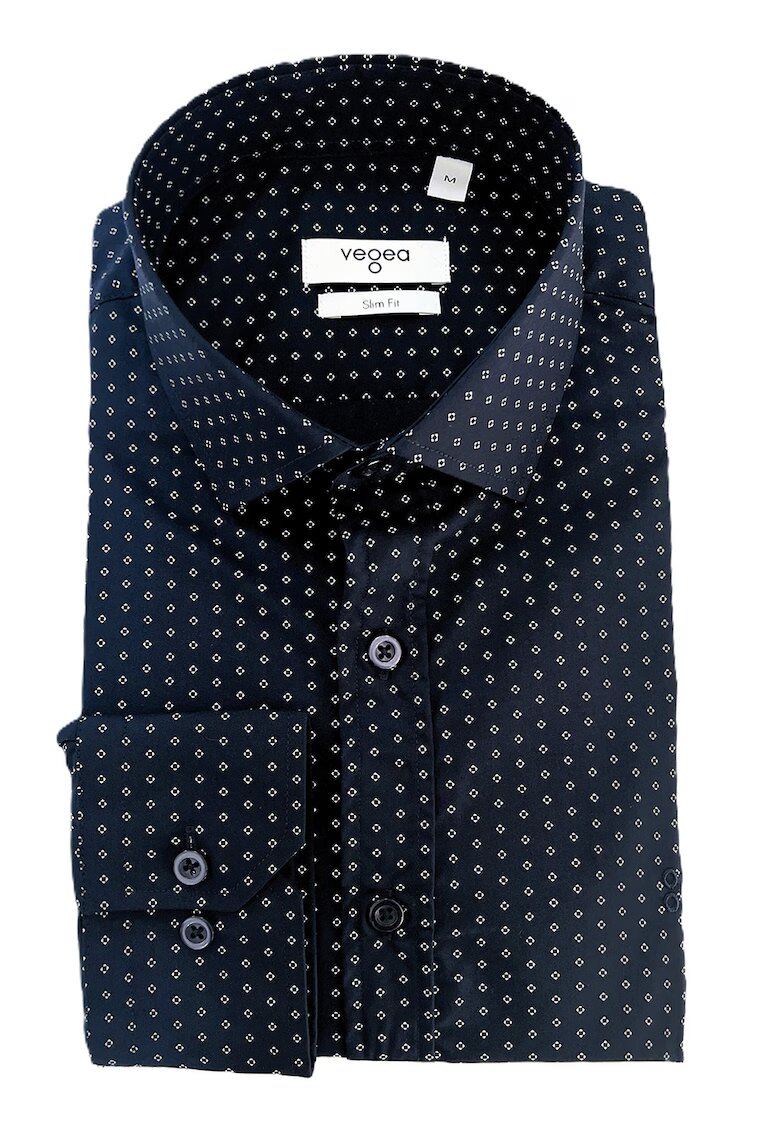 Vegea Camasa slim fit cu model - Alb/Bleumarin