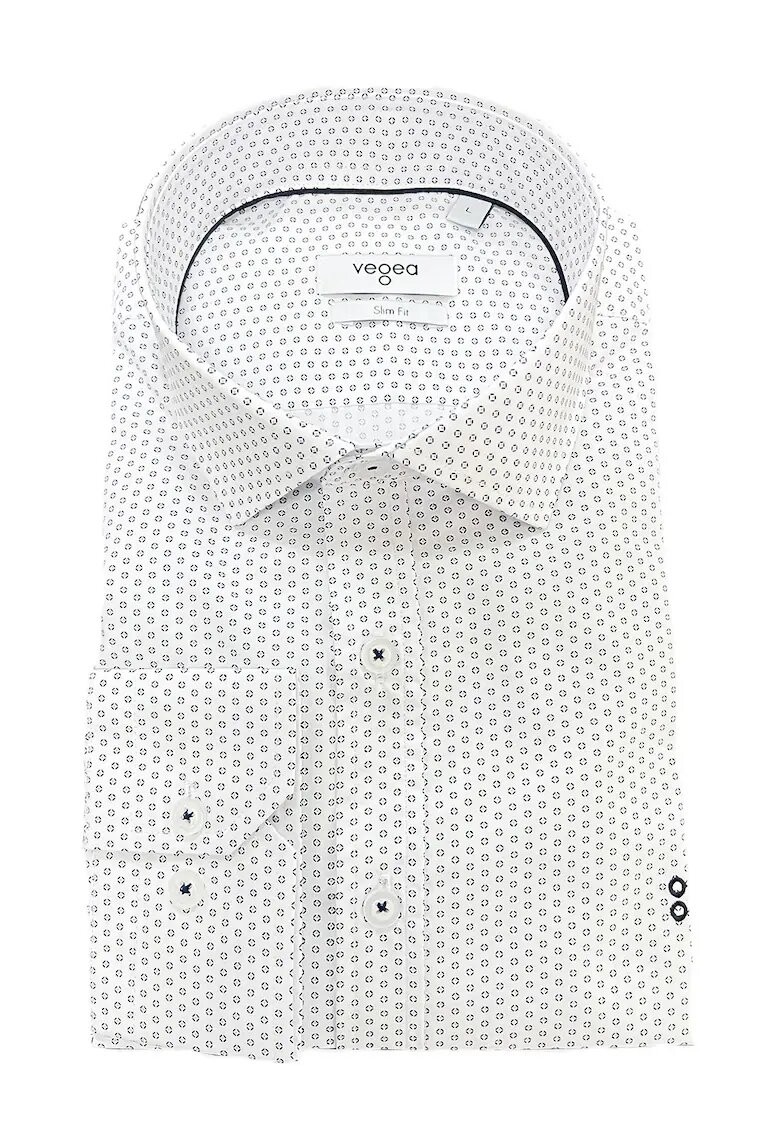 Vegea Camasa slim fit cu model - Alb optic/Albastru