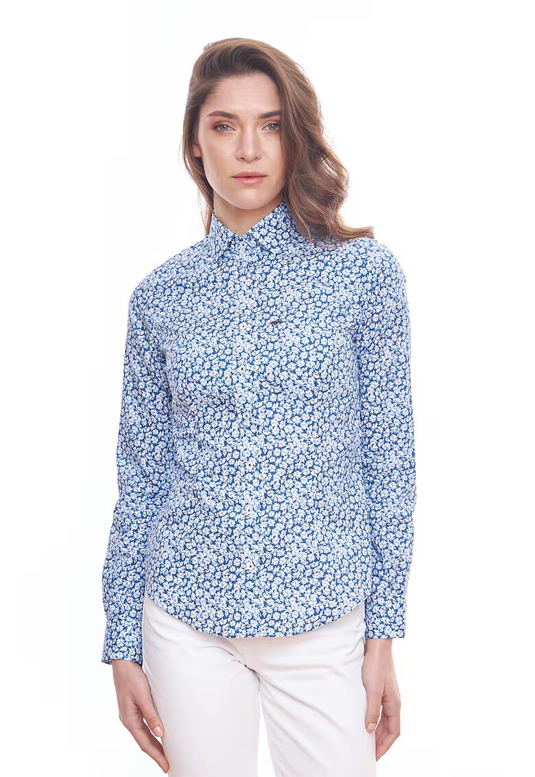 Vegea Camasa slim fit cu model floral - Alb/Albastru