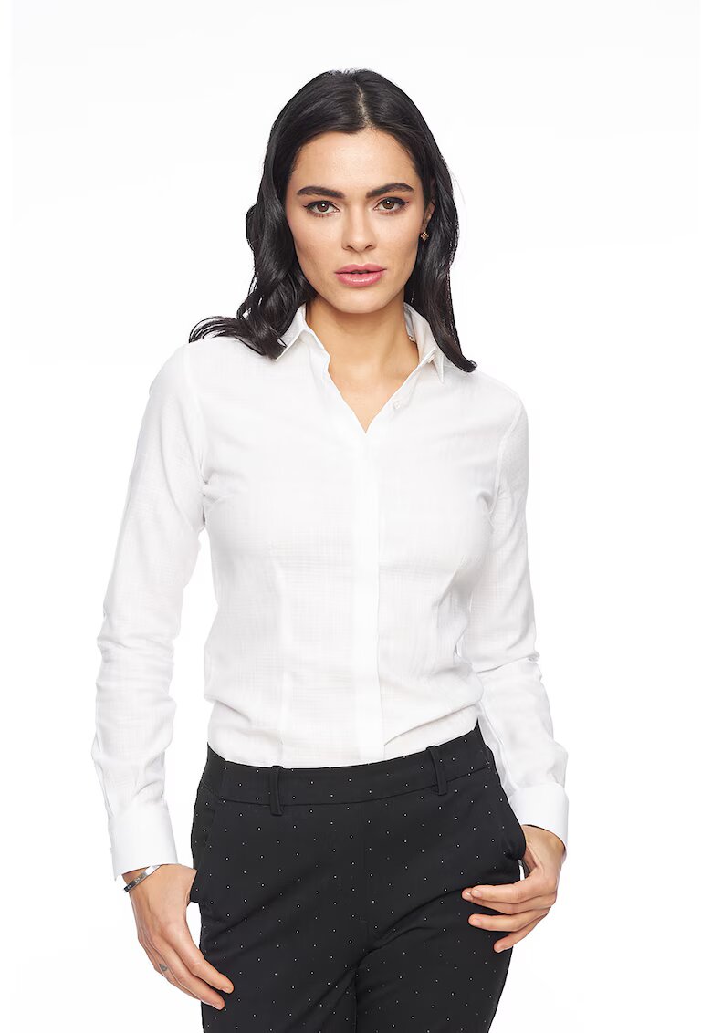 Vegea Camasa slim fit cu terminatie rotunjita - Alb optic