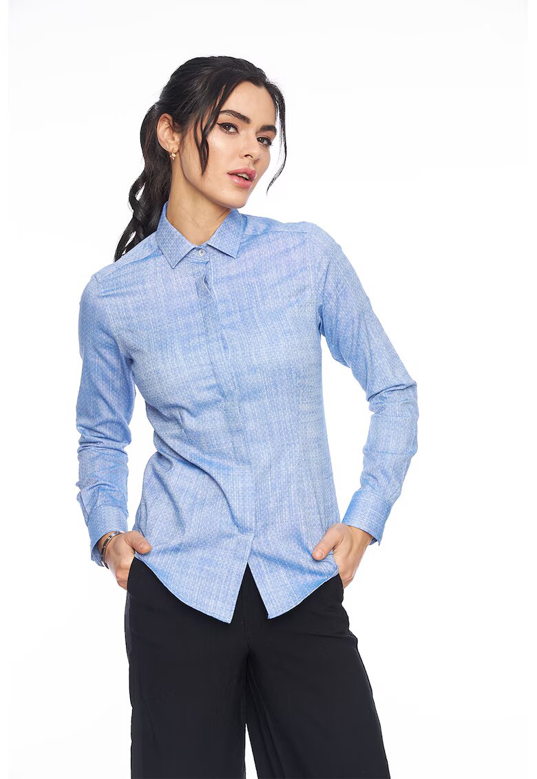 Vegea Camasa slim fit cu terminatie rotunjita - Albastru lavanda
