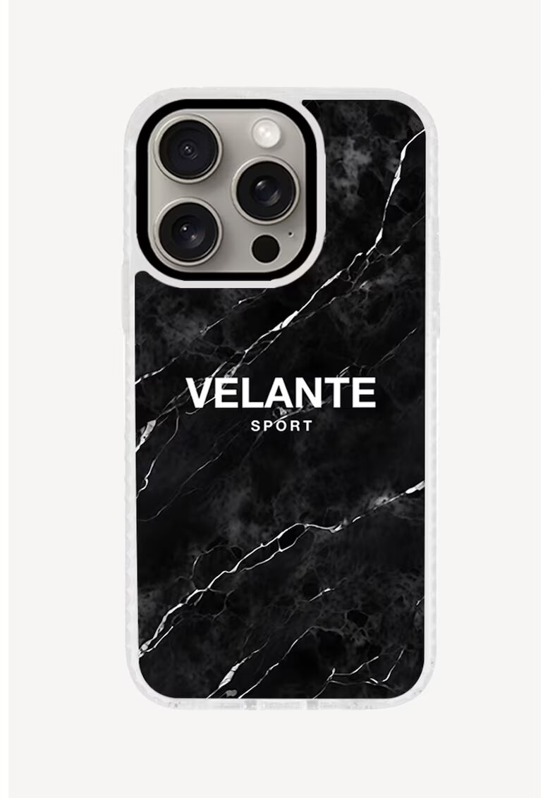VELANTE OFFICIALE Husa unisex cu imprimeu logo pentru iPhone 15 PRO - Alb/Negru