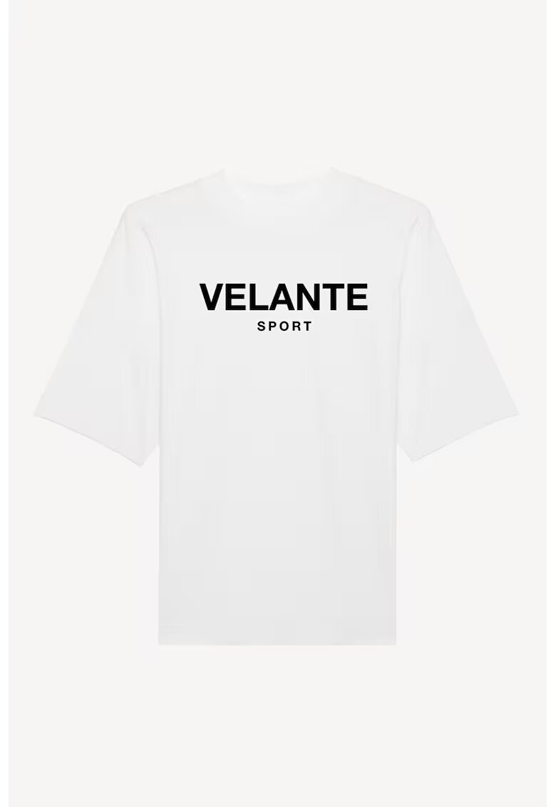 VELANTE OFFICIALE Tricou unisex de bumbac organic cu imprimeu logo - Alb/Negru
