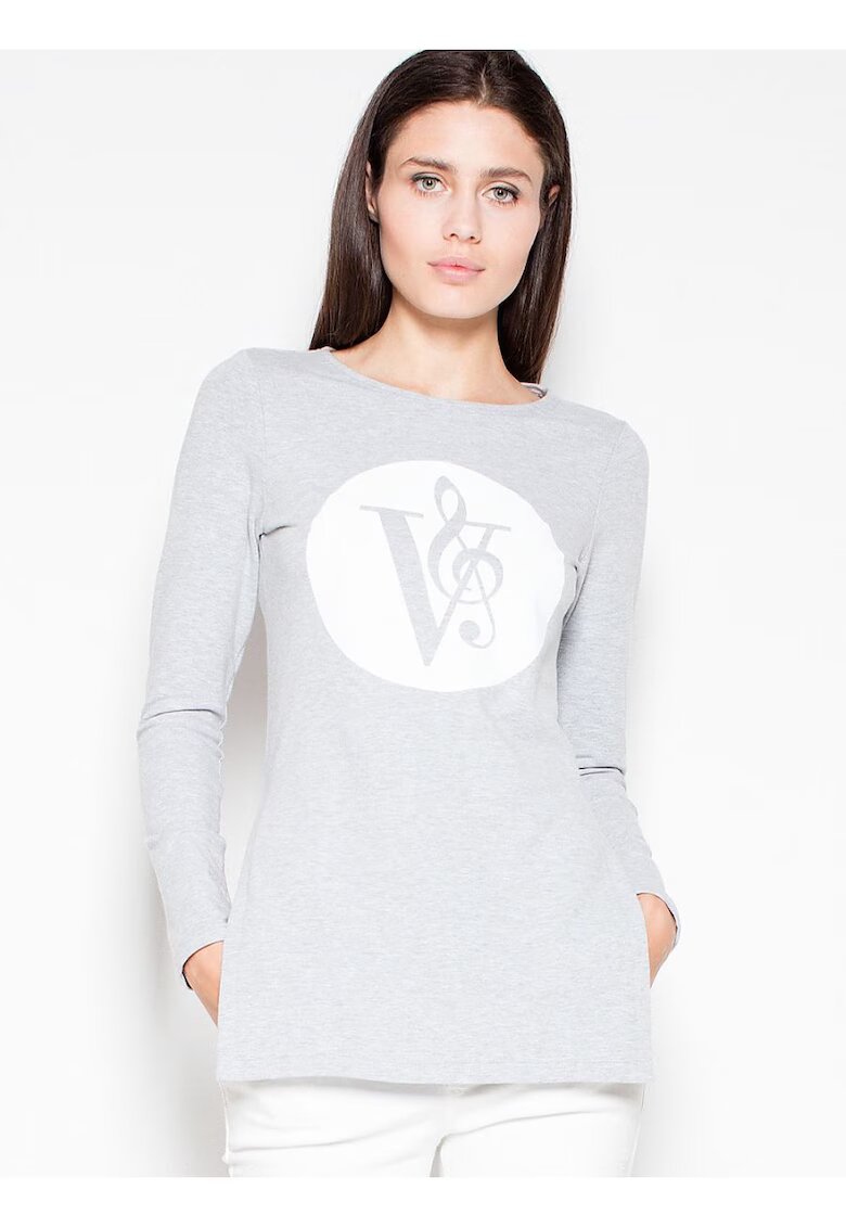 Venaton asimetric - slim-fit - imprimeu original - gri - bumbac - Gri