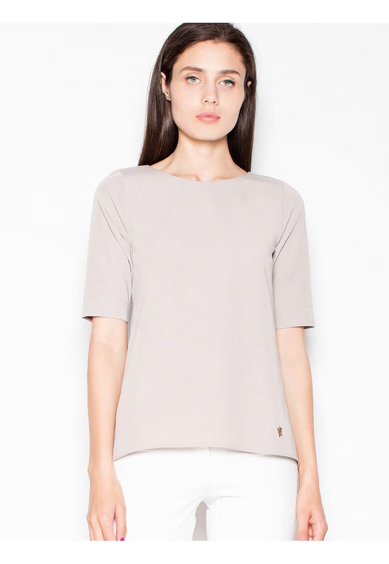 Venaton Bluza dama asimetrica - decupaj spate - bej - poliester 65% - viscoza 35%
