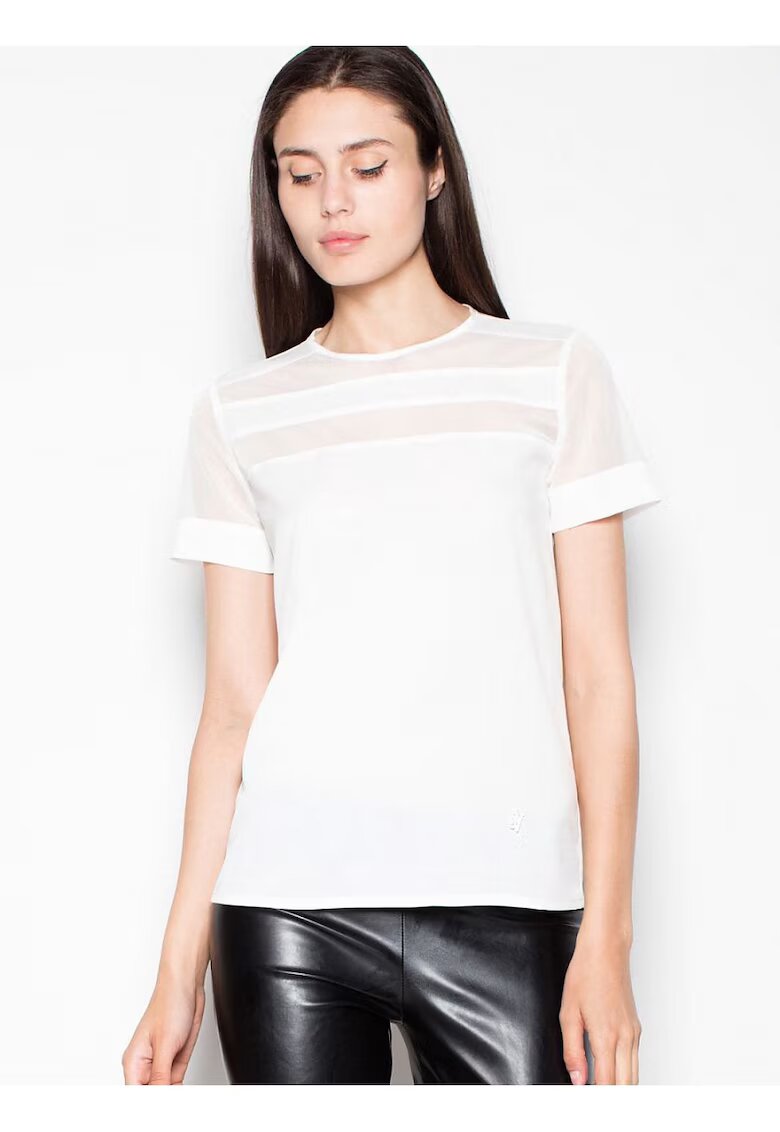 Venaton Bluza dama bej - maneci scurte - decolteu semicircular - material de calitate