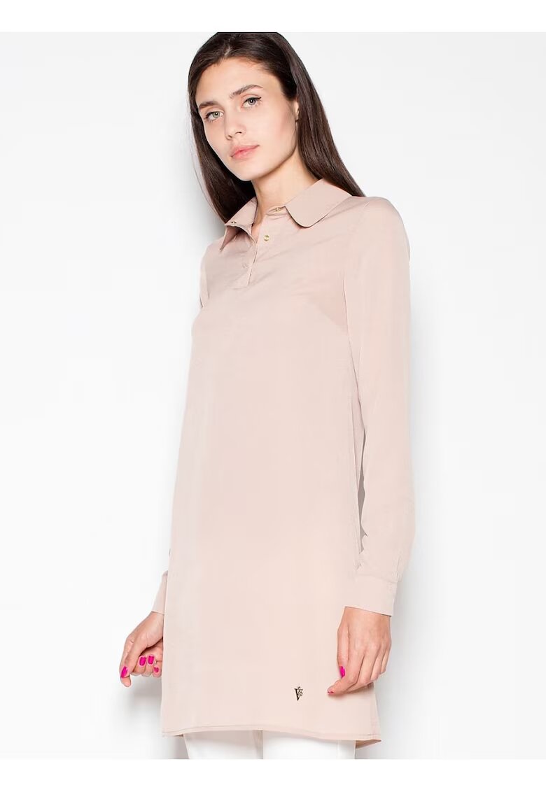Venaton Bluza dama bej - tricot usor - maneci lungi - guler delicat