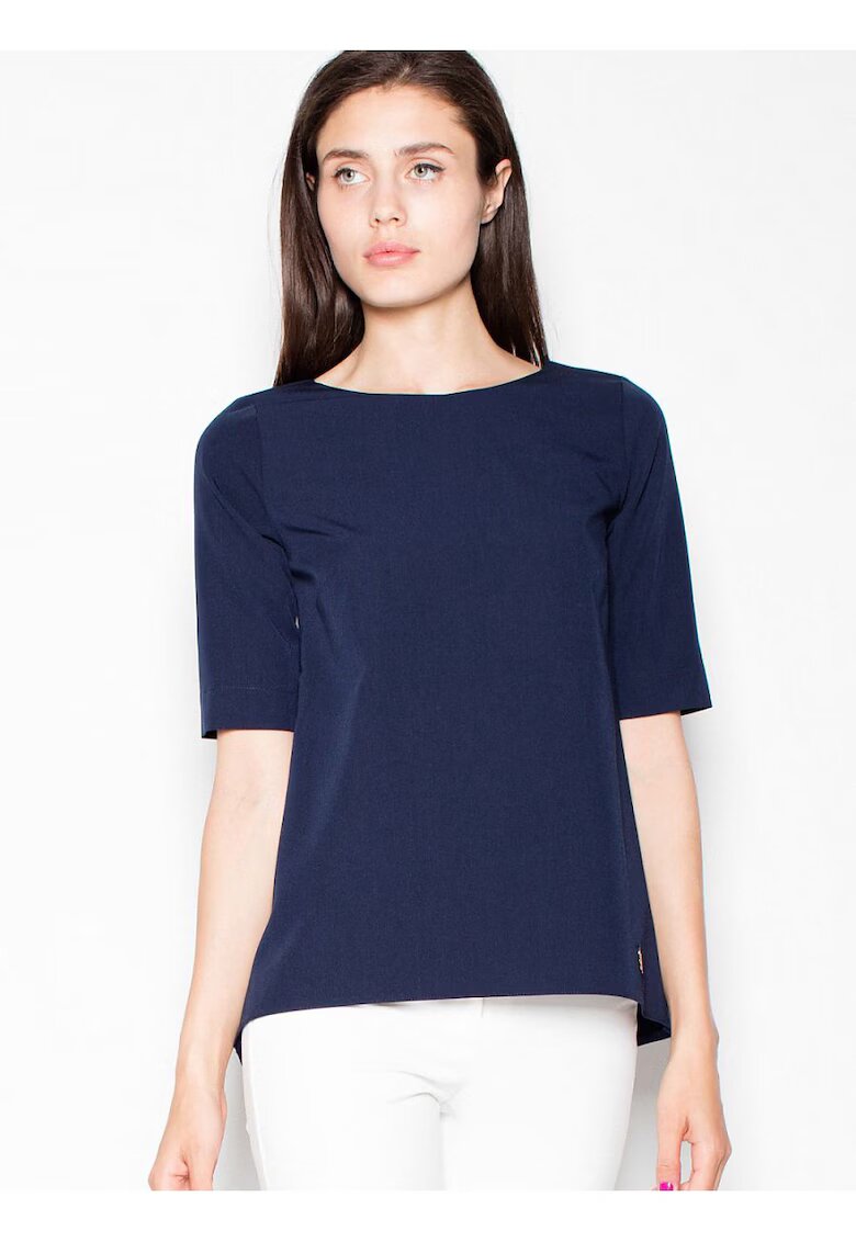 Venaton Bluza dama bleumarin - asimetrica - cu decupaj spate - poliester-viscoza -